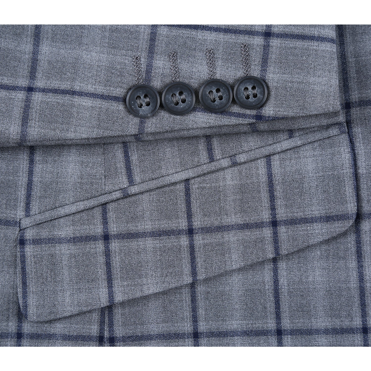 Men's Slim Fit Stretch Checked Suit by Renoir