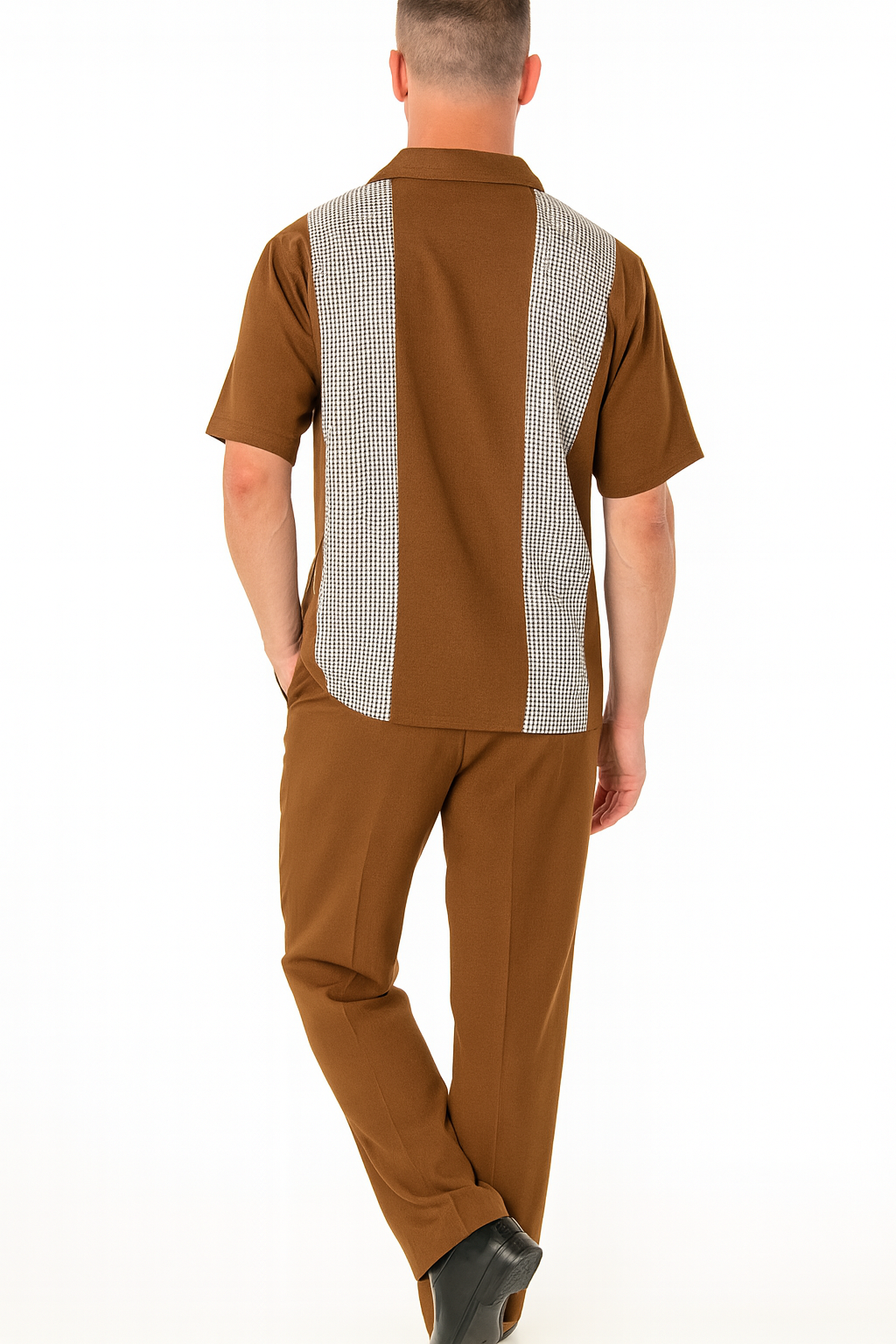 Cognac Tan Two-Piece Shirt and Pants Set