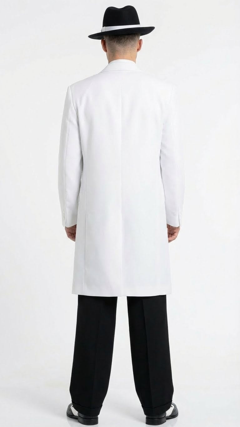 Men’s White Zoot Suit Gangster Style Outfit – White Jacket + Vest + Pants + Shirt & Tie Combo Package