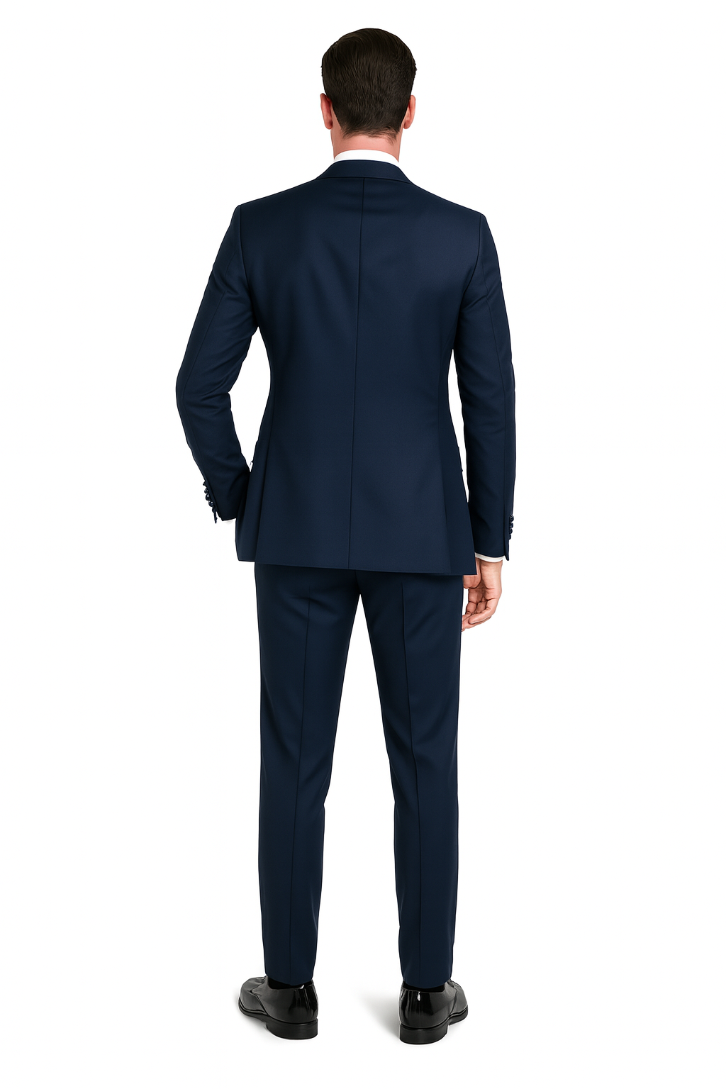 Men's Navy Satin Peak Lapel Tuxedo 3-Piece Set