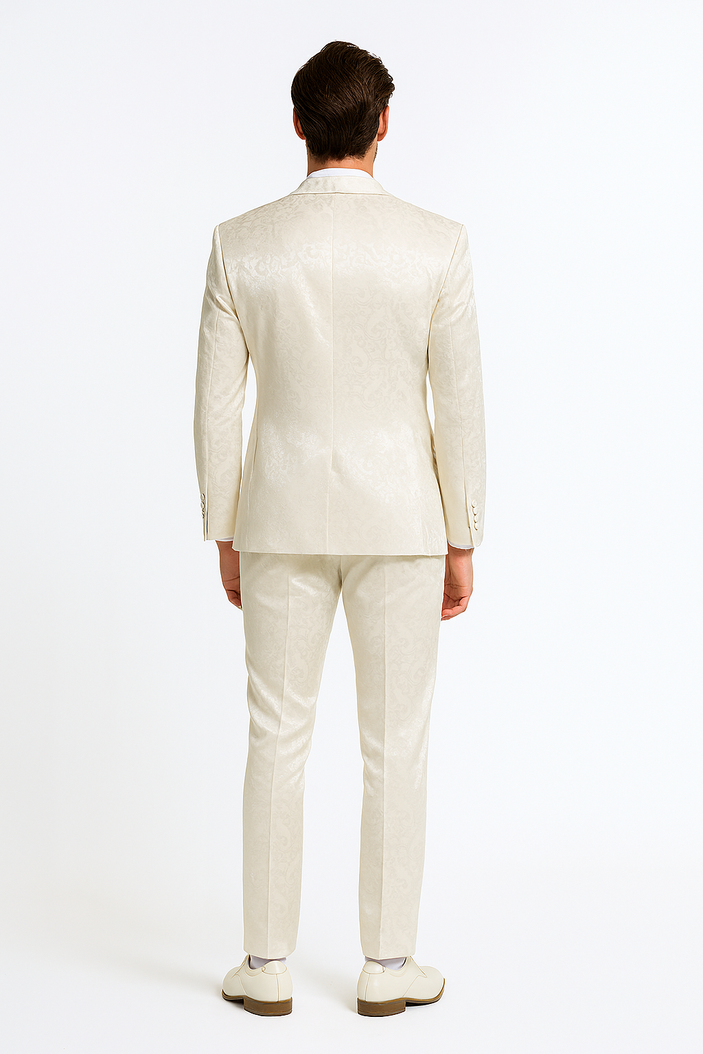 Champaign Ivory Paisley Tuxedo Suit by Rossiman