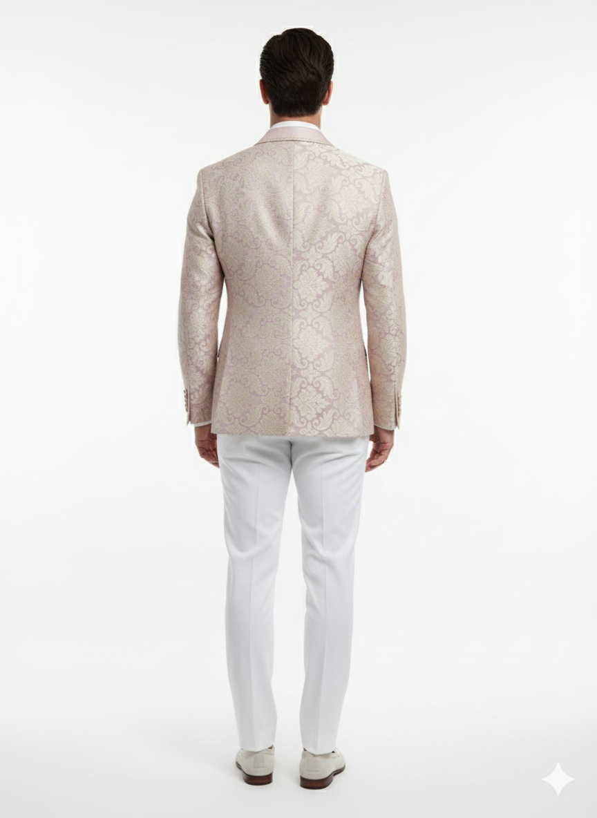 Lavender & Gold Embroidered Tuxedo Blazer