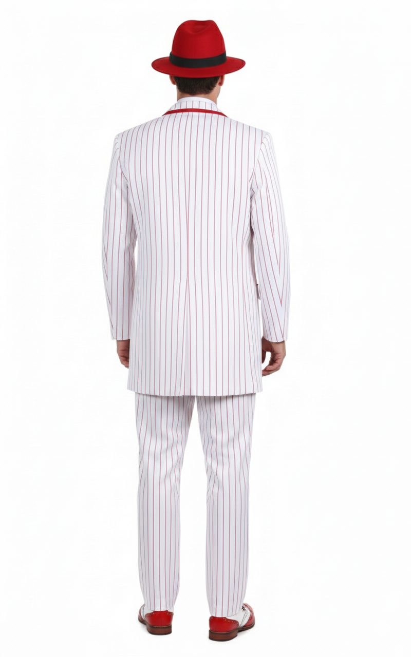1920s White & Red Pinstripe Zoot Suit Set