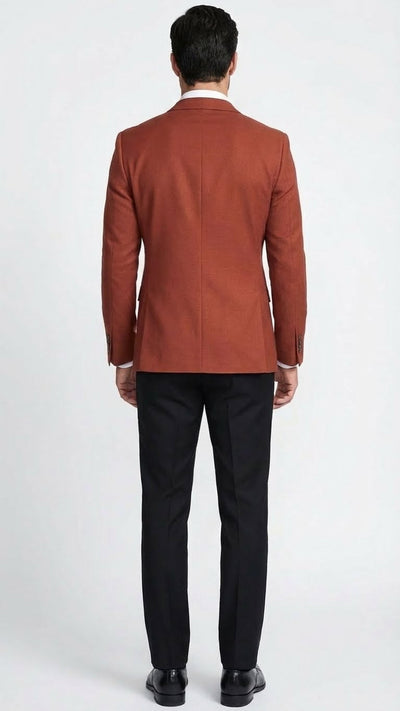Men’s Brick Copper Rust Color Blazer – Slim Fit Formal and Party Wear Jacket in Burnt Orange Sport Coat