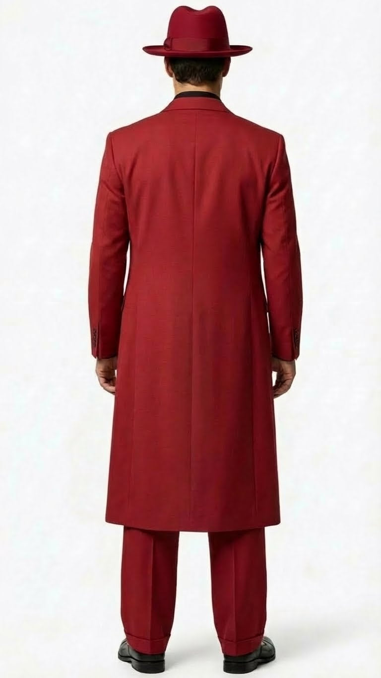Men’s 1920s Red Zoot Suit – Long Mafia Gangster Three-Piece Vintage Outfit Zuit Pachuco Style