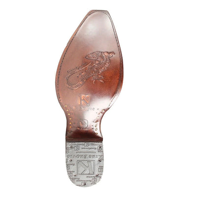 King Exotic Snip Toe Teju Lizard Boots Cognac