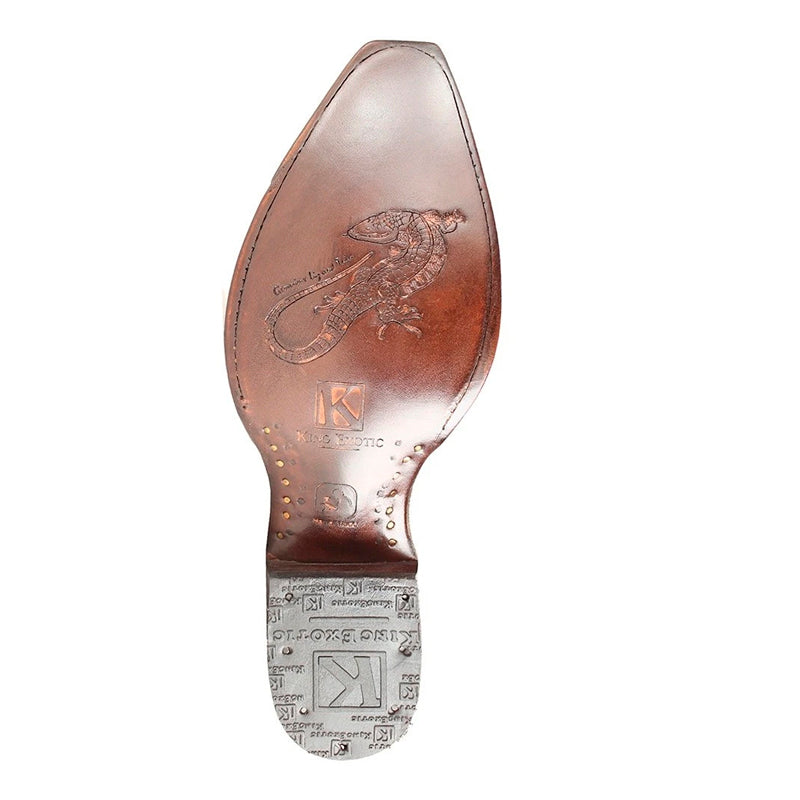 King Exotic Snip Toe Teju Lizard Boots Cognac
