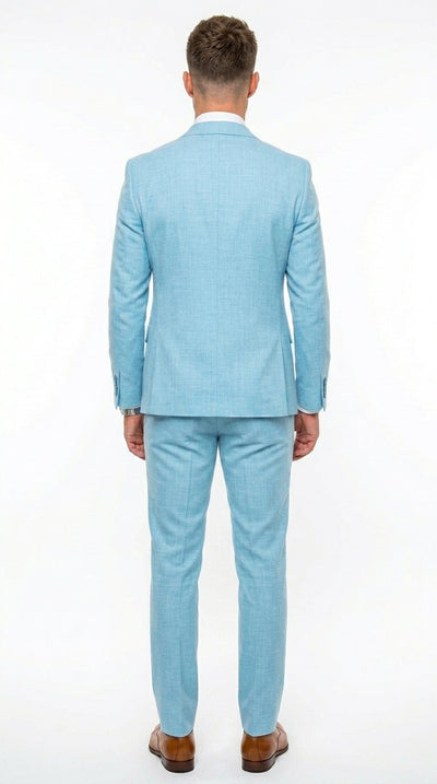 Menβs Turquoise Light blue Suit, Vested Formal Dress Suit for Weddings, Prom, Summer Parties, and Special Occasions in Aqua Blue Color By Rossiman