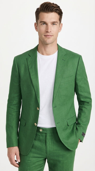 Menβs Emerald Green Suit Set β Lightweight Summer Blazer and Pants, Casual Formal Summer Suit, Breathable Wedding Party Outfit