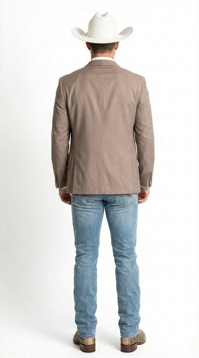 Menβs Beige Cowboy Blazer with Double breasted Vest β Western Two Piece Suit Pants included