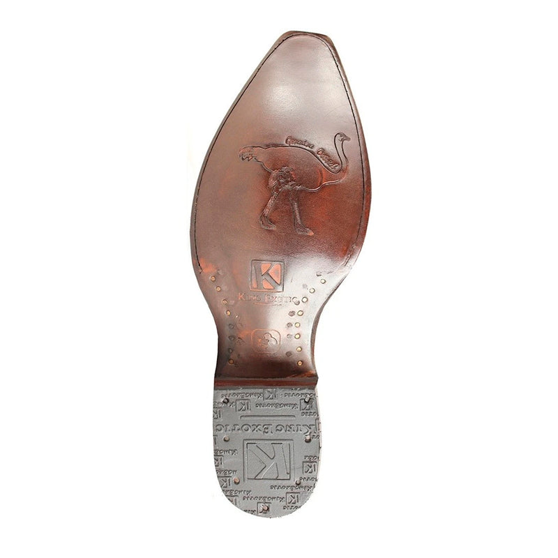 Men's Snip Toe Ostrich Leg Cognac Boots