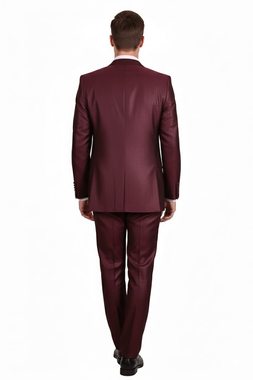 Men's Burgundy Three-Piece Classic Suit