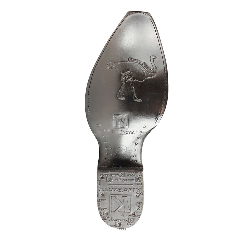 King Exotic Snip Toe Ostrich Leg Boots Black