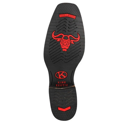 King Exotic Black Ostrich Leg Boots With Rubber Sole