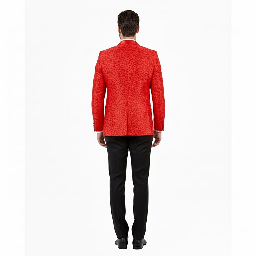 Big and Tall Red Paisley Tuxedo Blazer