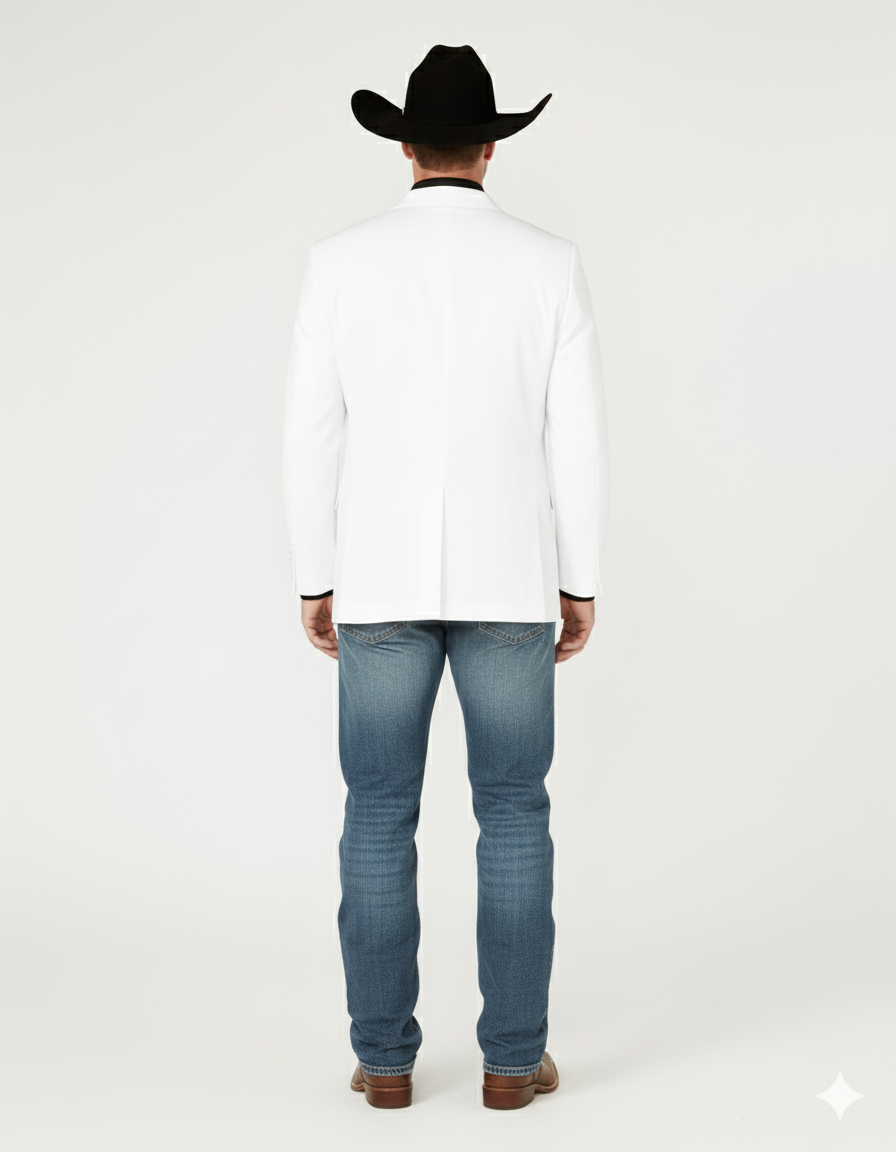 White Western Blazer - Cowboy Style Sport Coat