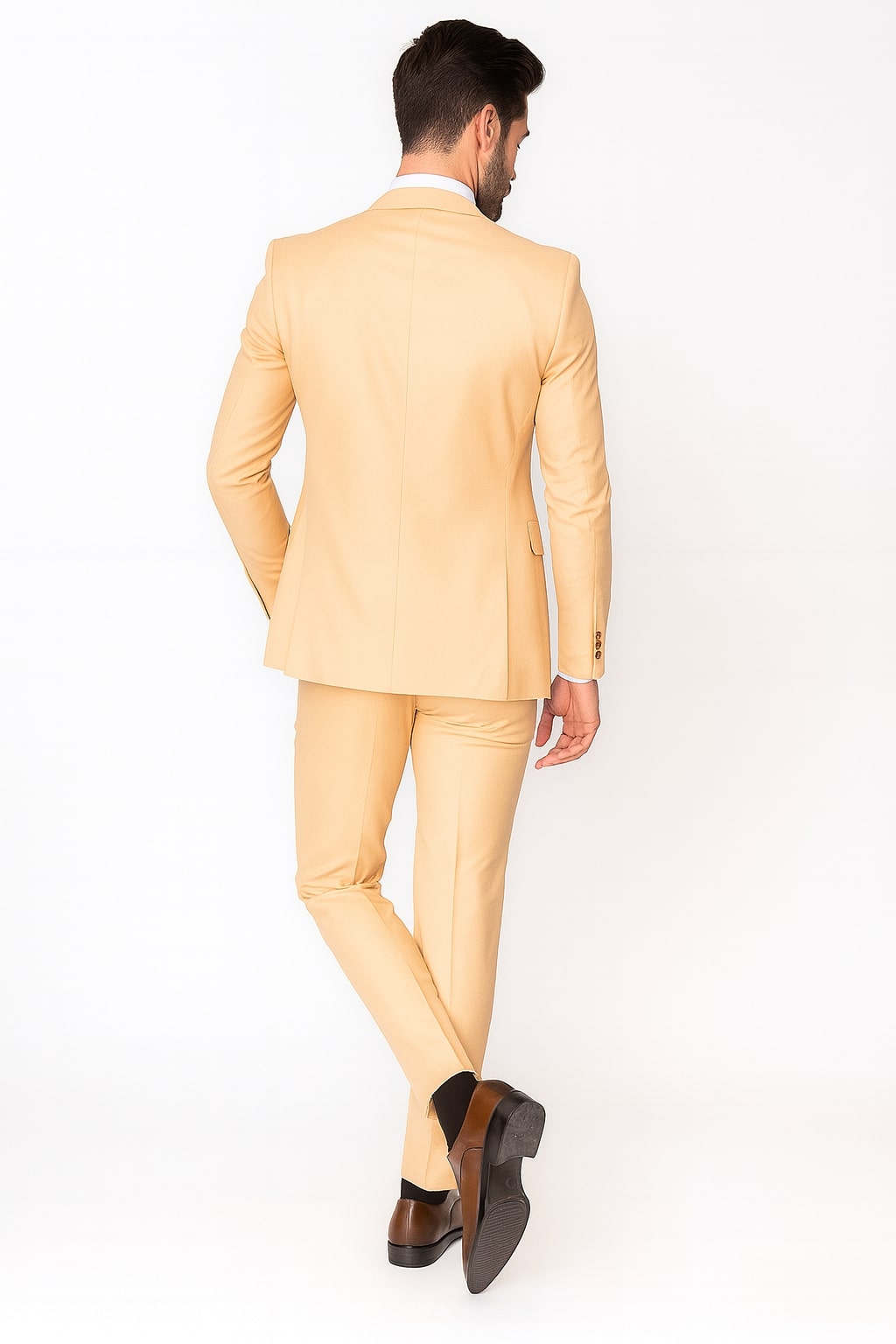Men’s Peach 3-Piece Suit with Vest & Slim Pants