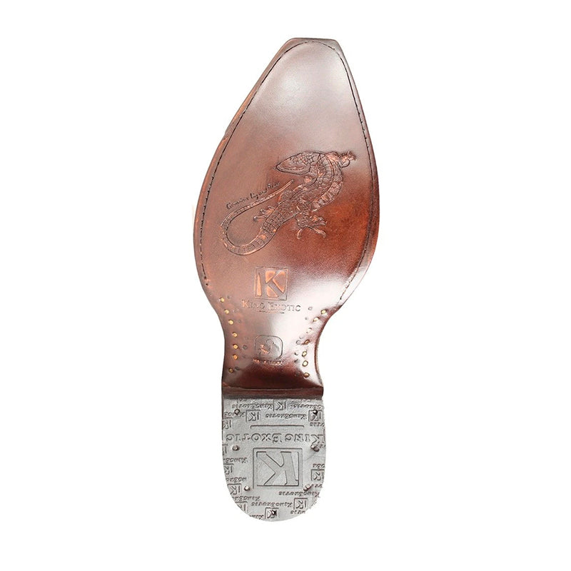 King Exotic Teju Lizard Snip Toe Boots Brown