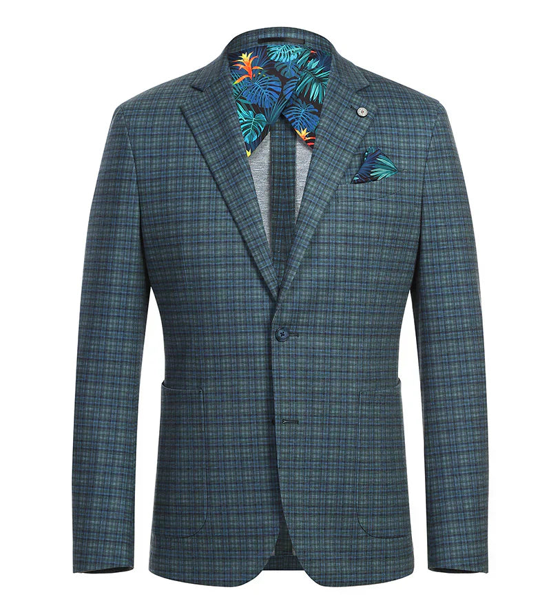 Half Canvas Slim Fit Blazer in Check