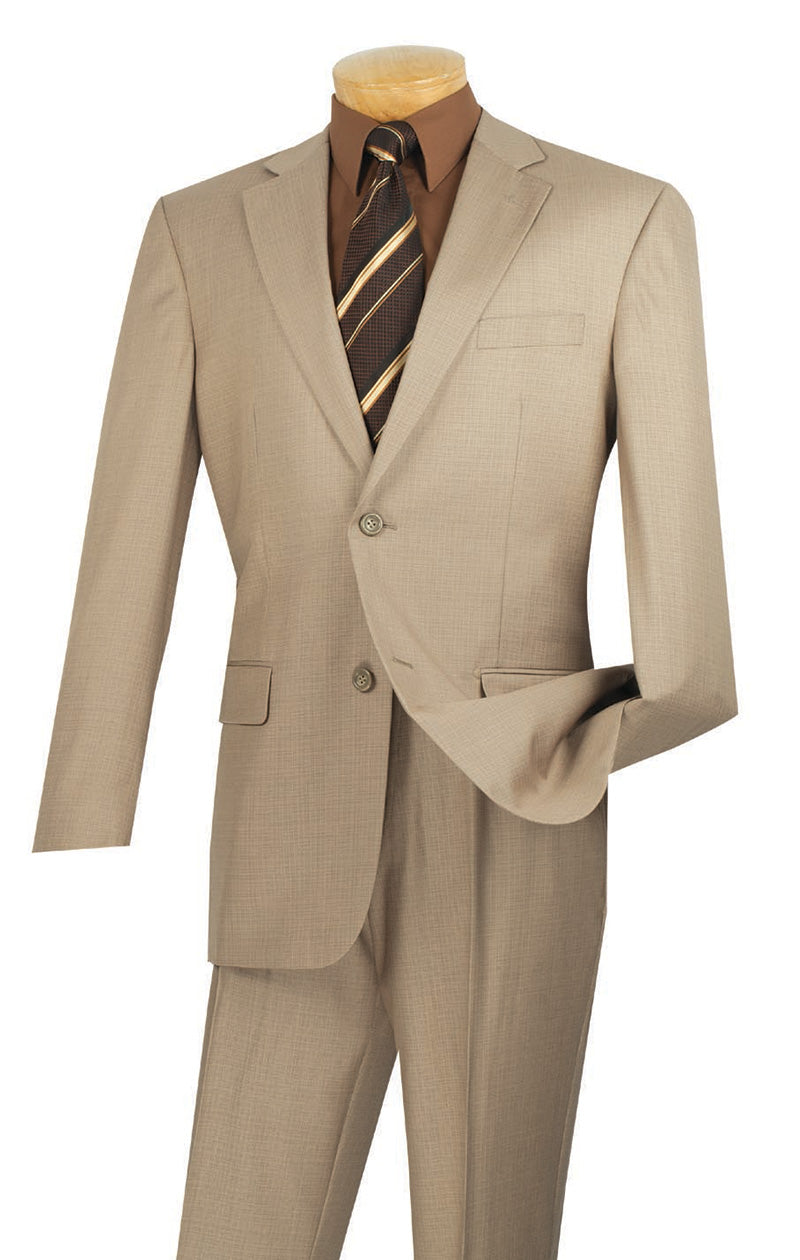 Regular Fit 2 Piece 2 Button Textured Weave Suit (Beige) 2LK-1