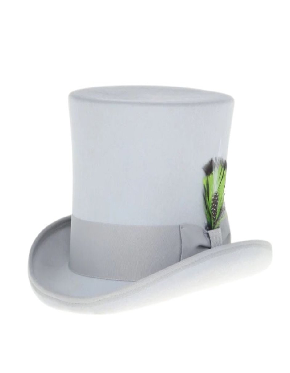 Victorian Steampunk Light Grey Felt Top Hat