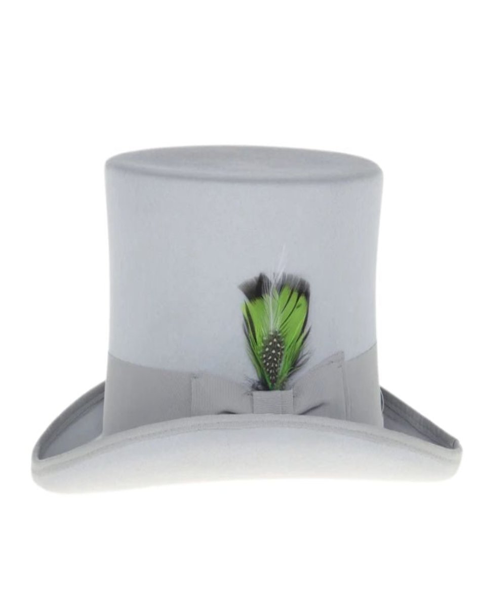 Victorian Steampunk Light Grey Felt Top Hat