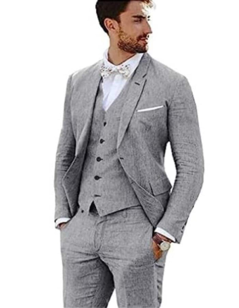 Gray Linen Suit for Men - Summer Wedding Style