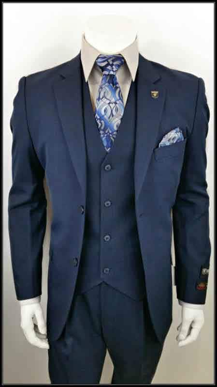2 Button   Black 3 Piece suit