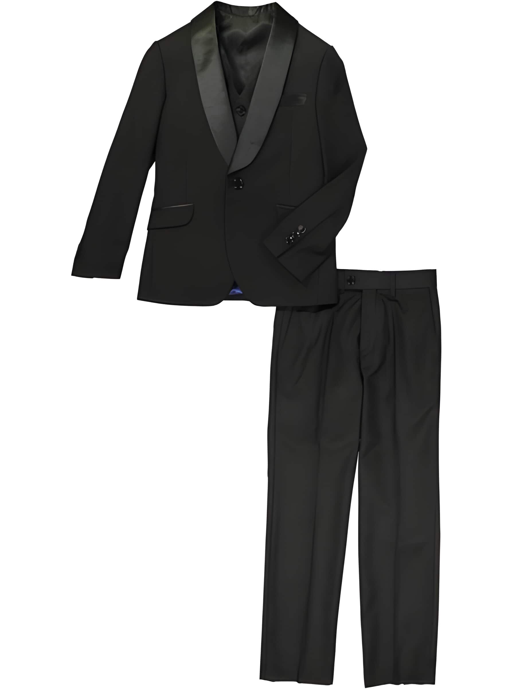 3 Piece Satin Collar Shawl Lapel Black Prom ~ Wedding Groomsmen Tuxedo Suit
