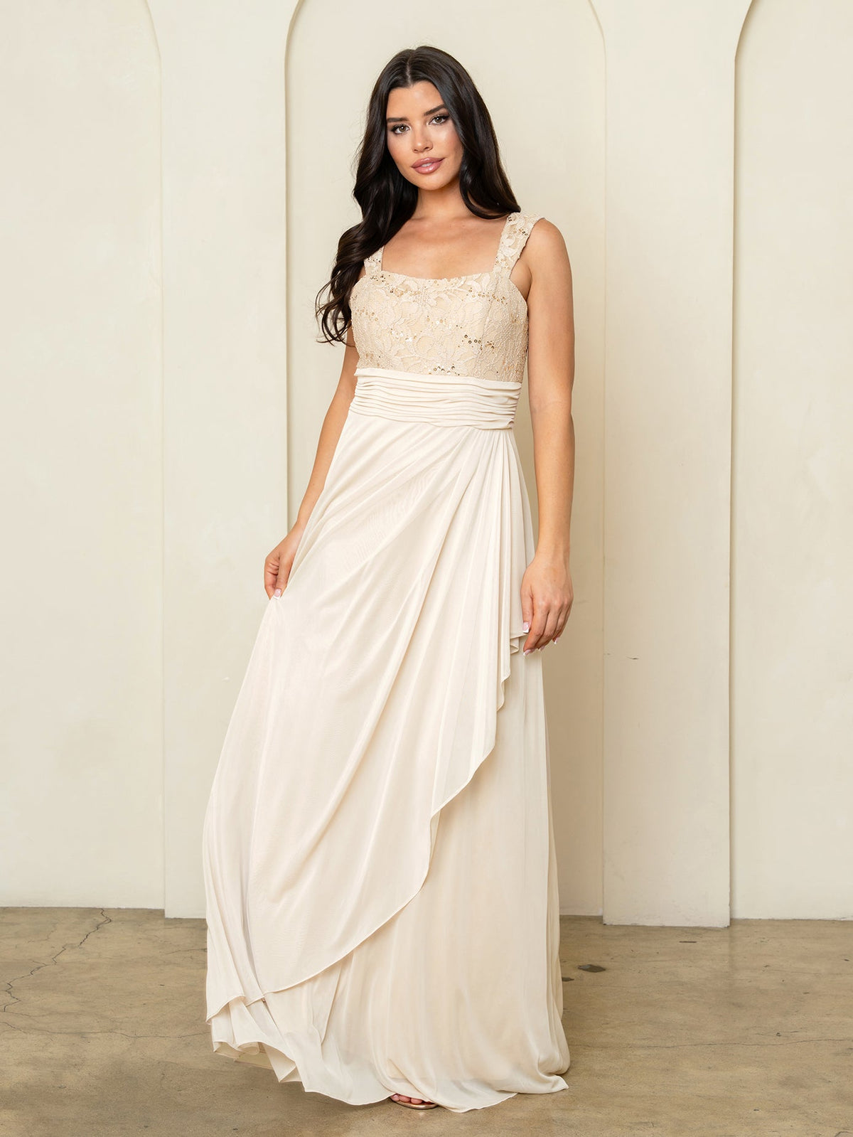 Eva USA 3094 Long Mother Of The Bride Lace Chiffon Jacket Dress