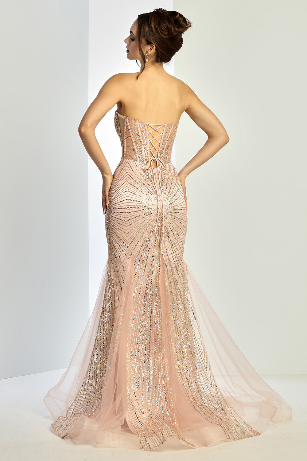 Adora Design 3278 Strapless Beaded Tulle Mermaid Prom Dress