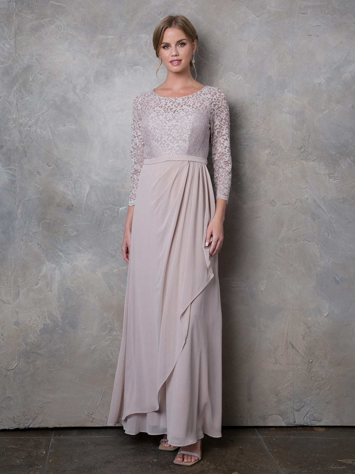 Eva Fashion 3446 3/4 Sleeve Mother of the Bride Dress Lace Ankle Length Formal Gown