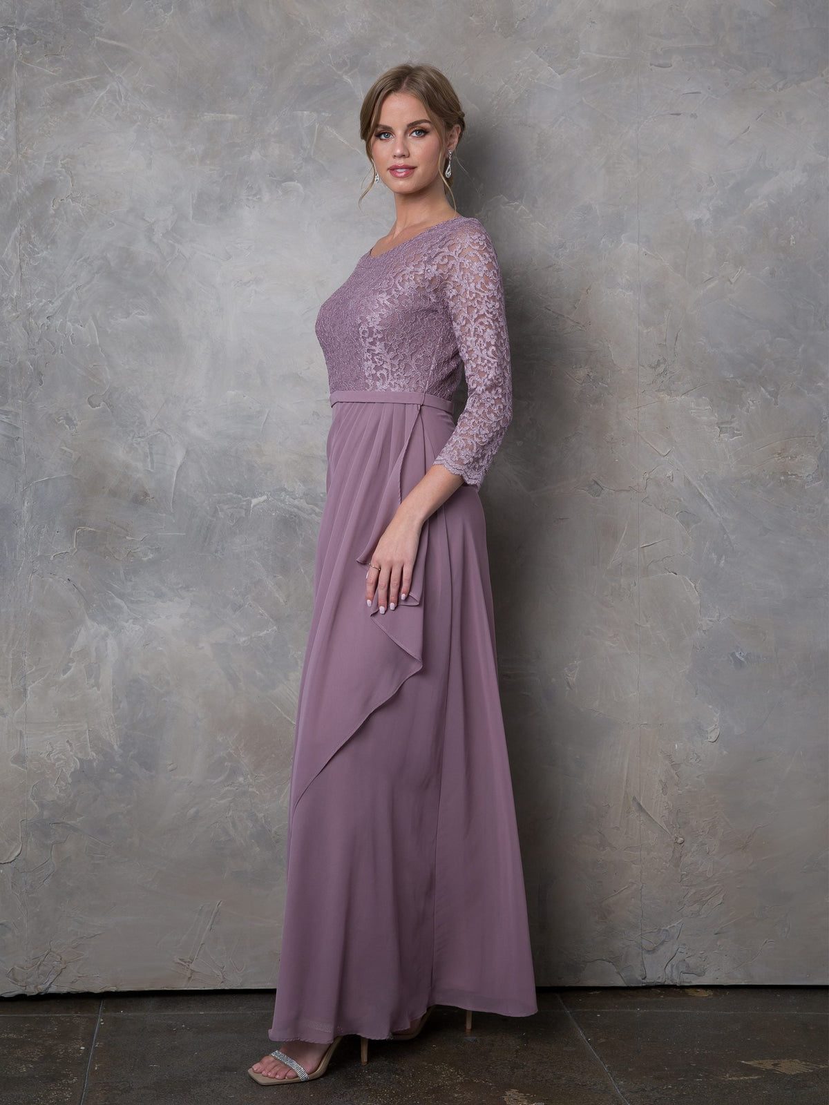 Eva Fashion 3446 3/4 Sleeve Mother of the Bride Dress Lace Ankle Length Formal Gown