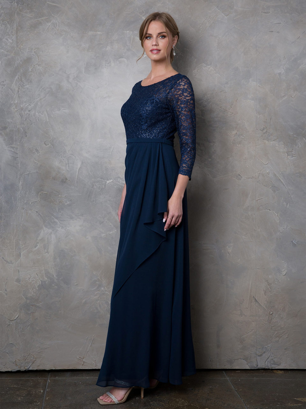 Eva Fashion 3446 3/4 Sleeve Mother of the Bride Dress Lace Ankle Length Formal Gown