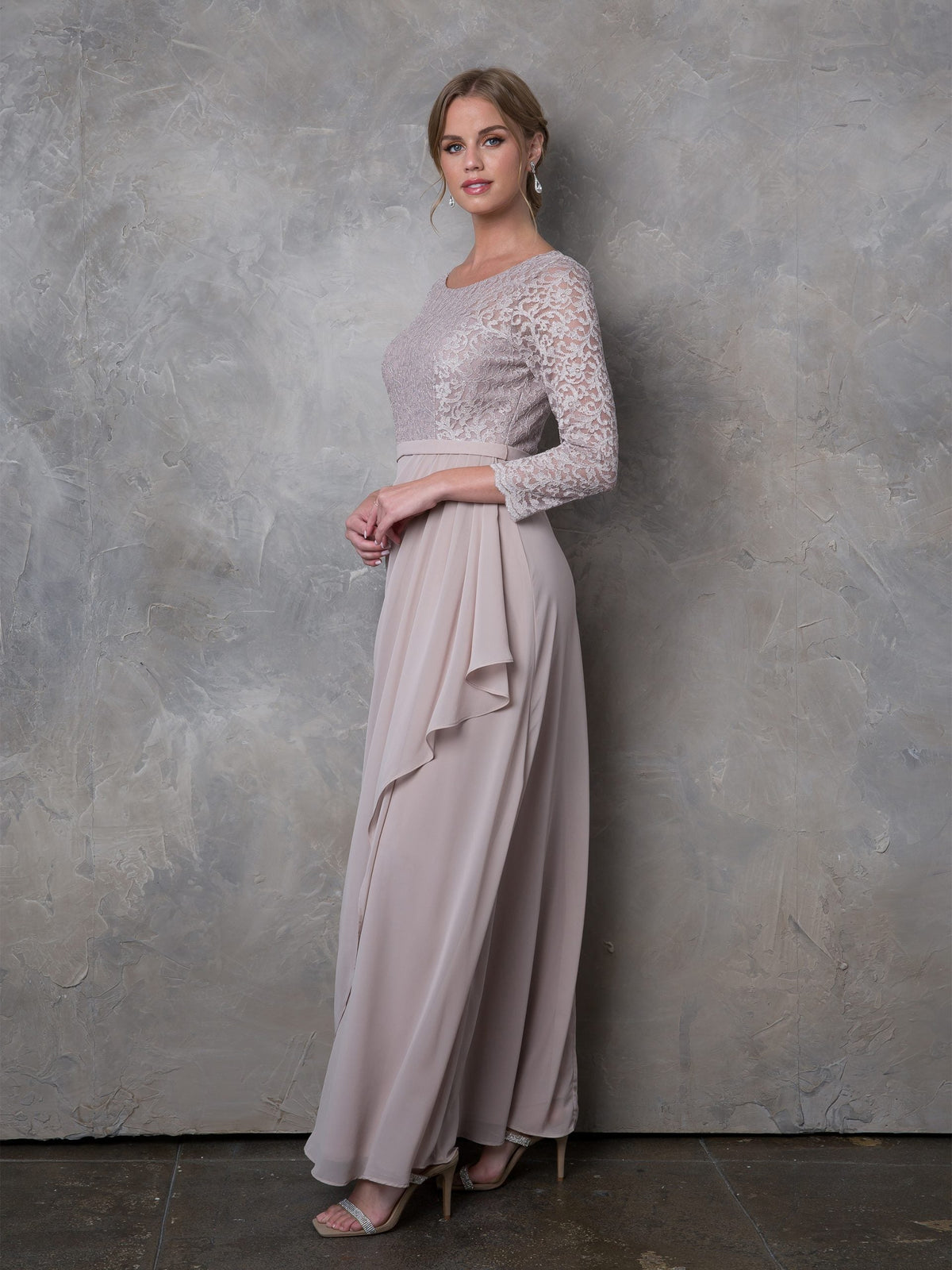 Eva Fashion 3446 3/4 Sleeve Mother of the Bride Dress Lace Ankle Length Formal Gown