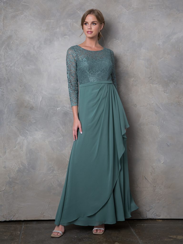 Eva Fashion 3446 3/4 Sleeve Mother of the Bride Dress Lace Ankle Length Formal Gown