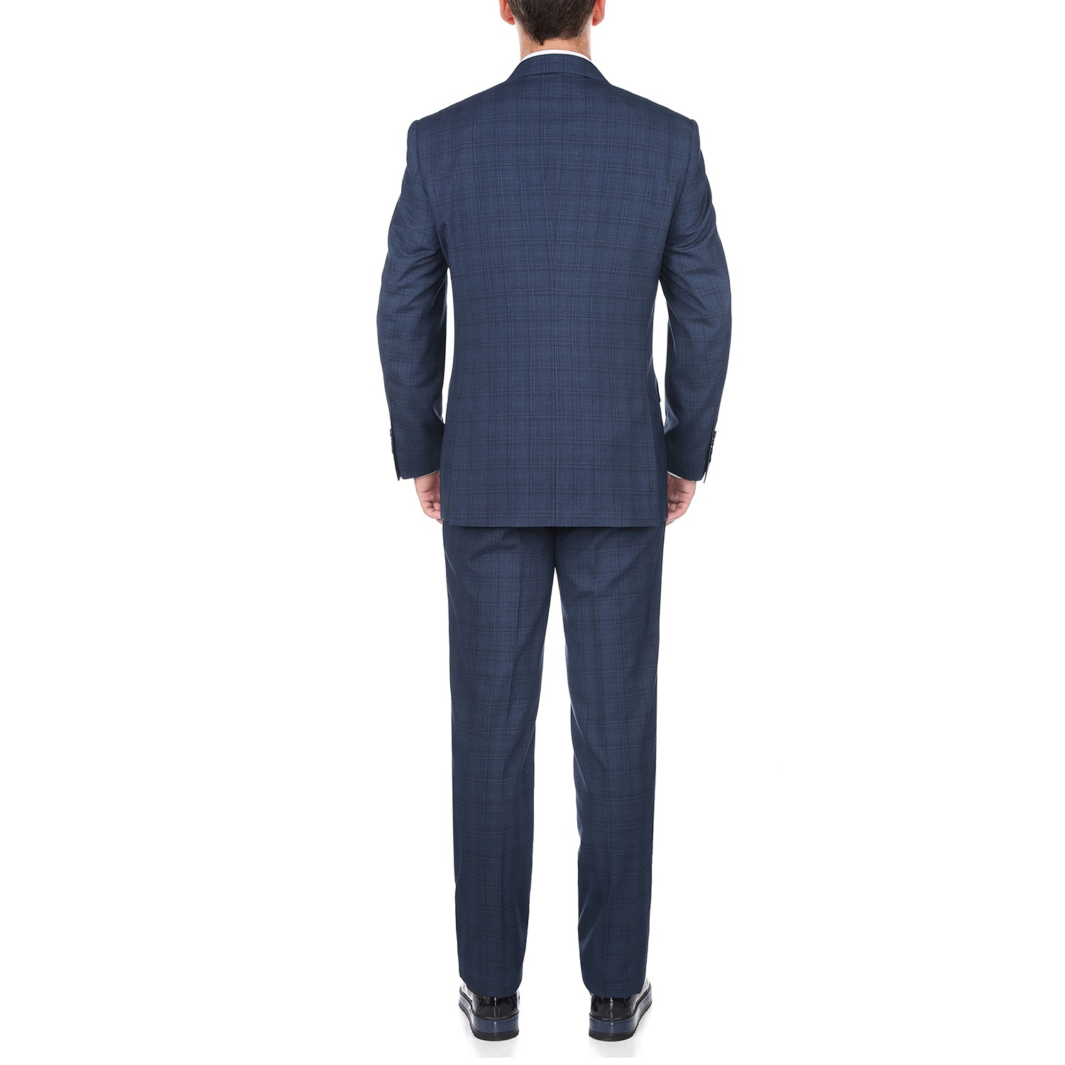 San Gemini 3 Piece Blue Glen Plaid Regular Fit Suit