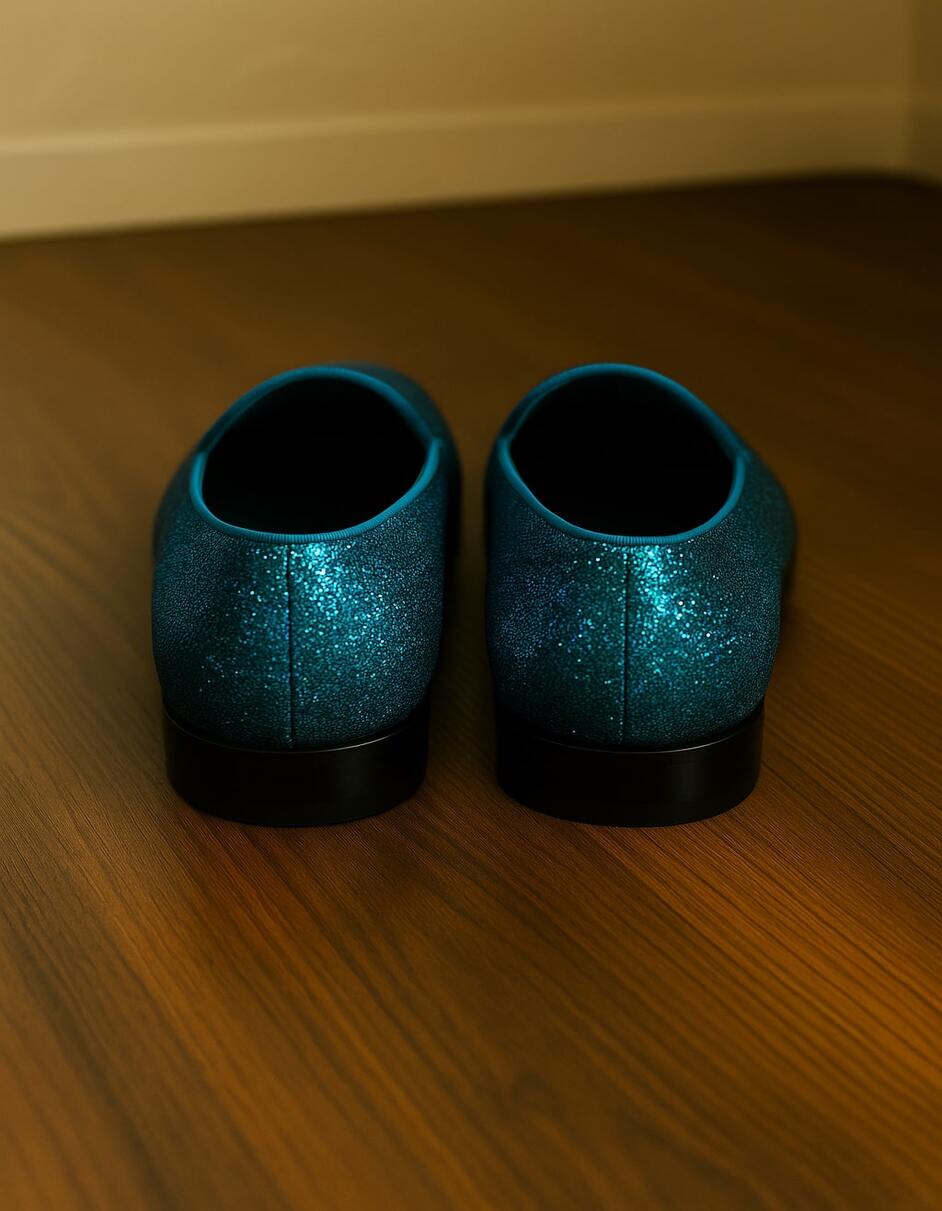 Men's Blue Sequin Glitter Slip-On Loafers