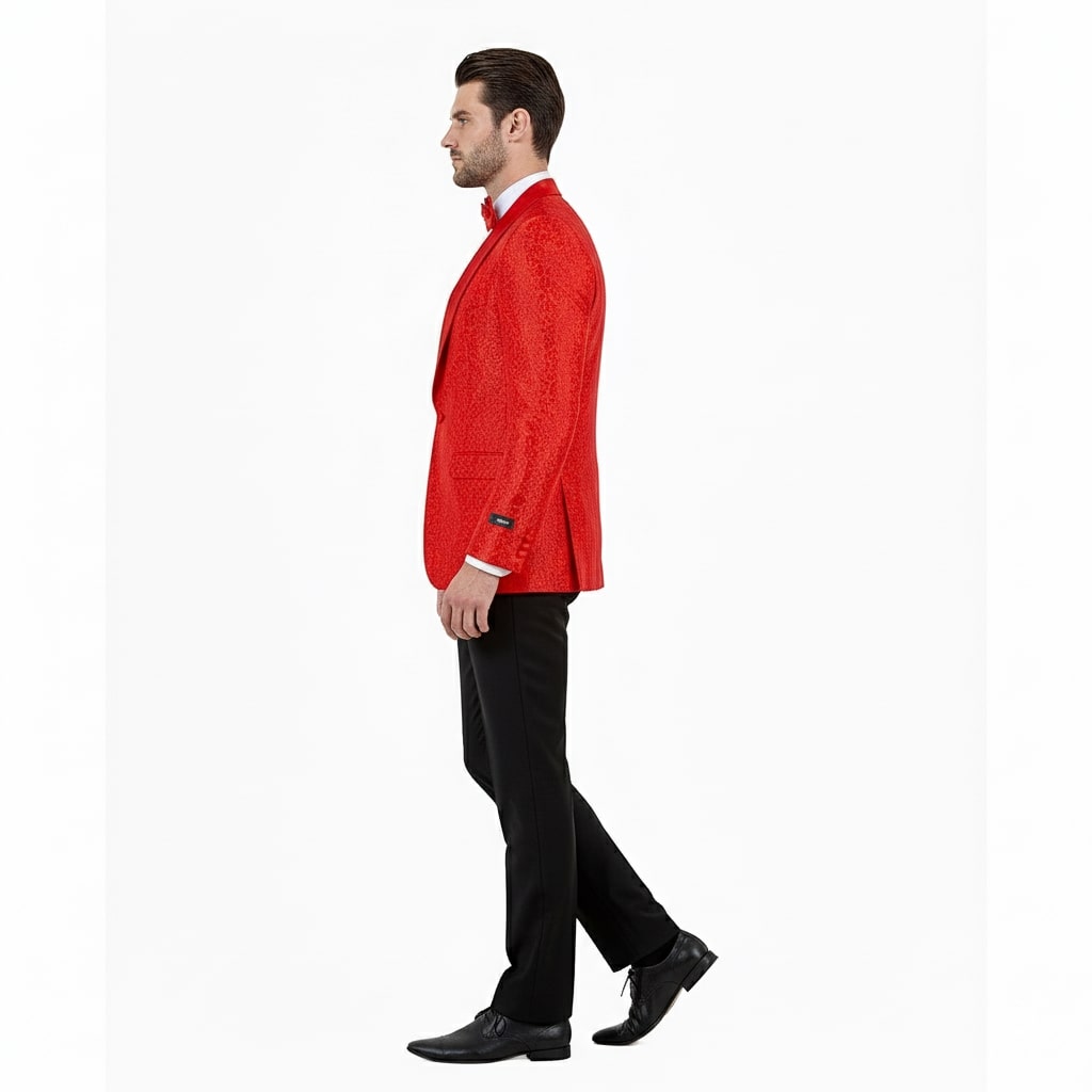Big and Tall Red Paisley Tuxedo Blazer