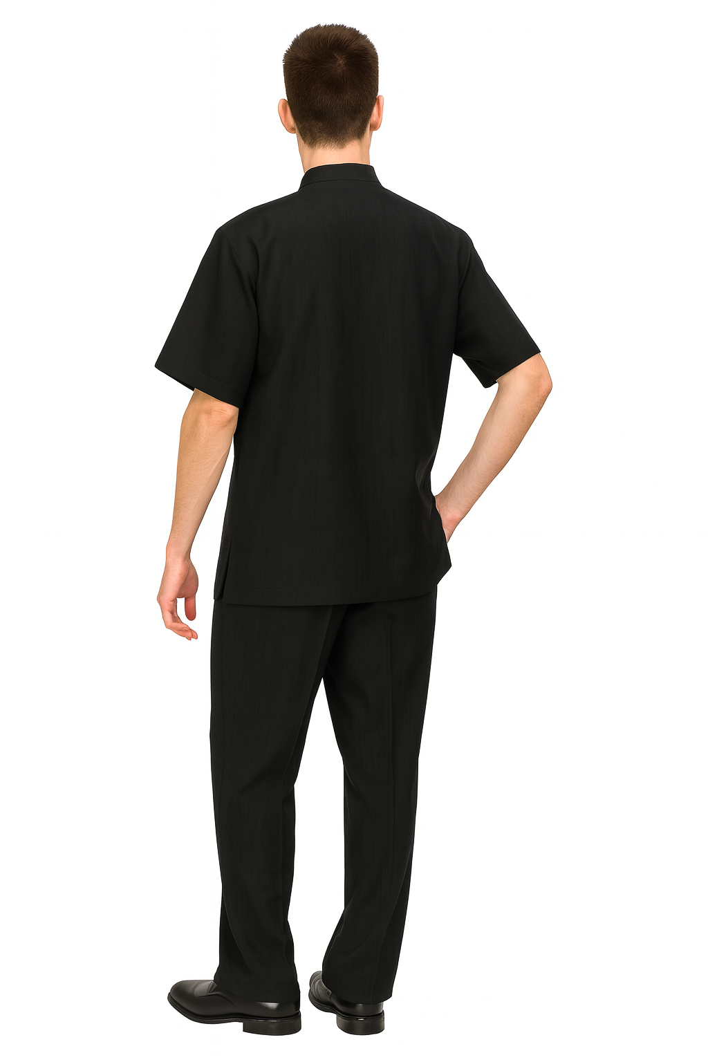 Men’s Black Banded Collar Walking Suit Set