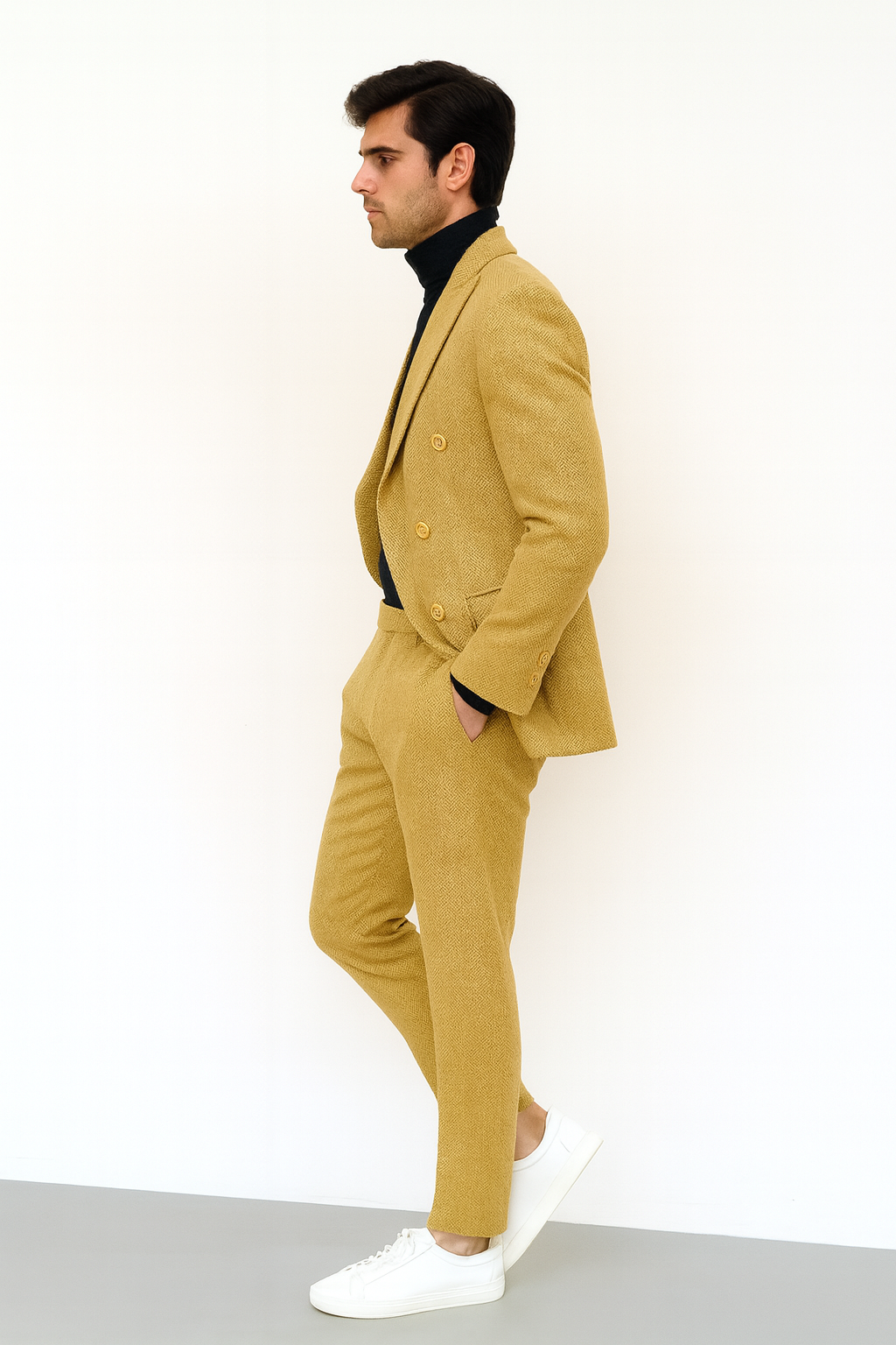 Men’s Gold Double Breasted 1920s Slim Fit Suit