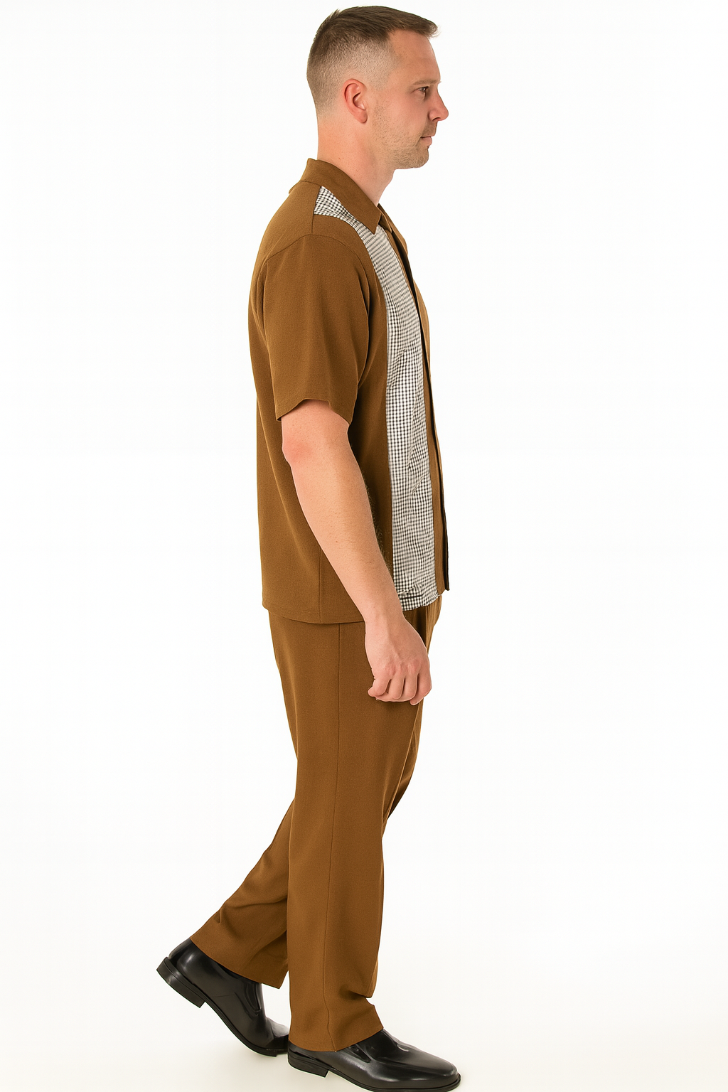 Cognac Tan Two-Piece Shirt and Pants Set
