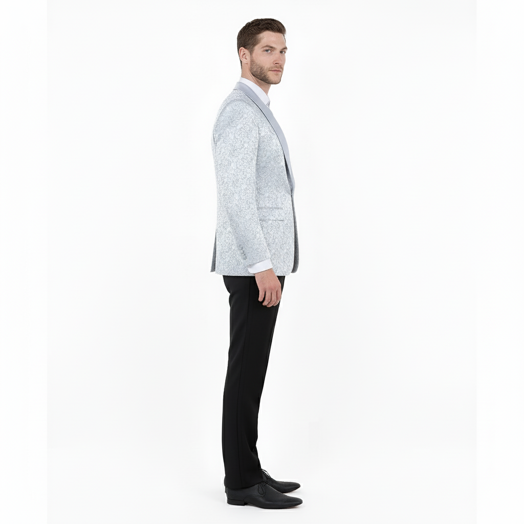 Big and Tall Silver Paisley Tuxedo Jacket