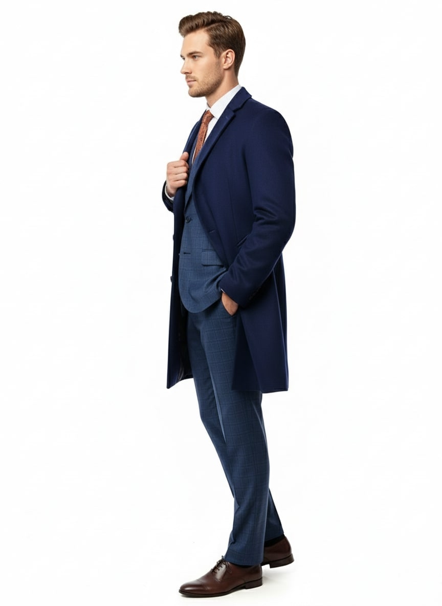 Cobalt Blue Wool Cashmere Car Coat