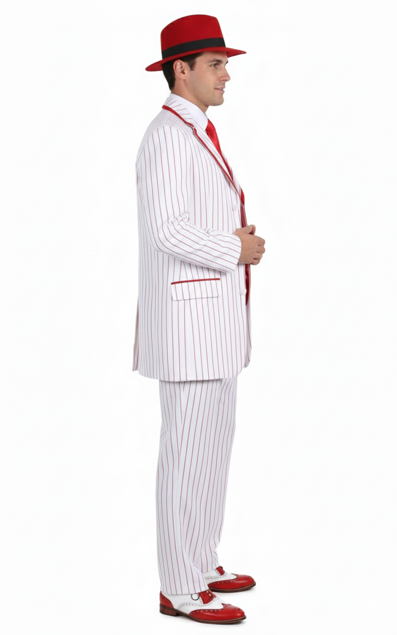 1920s White & Red Pinstripe Zoot Suit Set