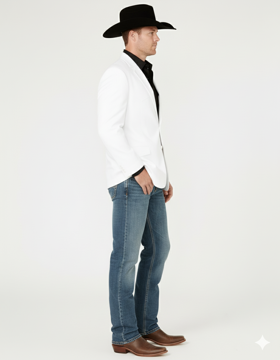 White Western Blazer - Cowboy Style Sport Coat