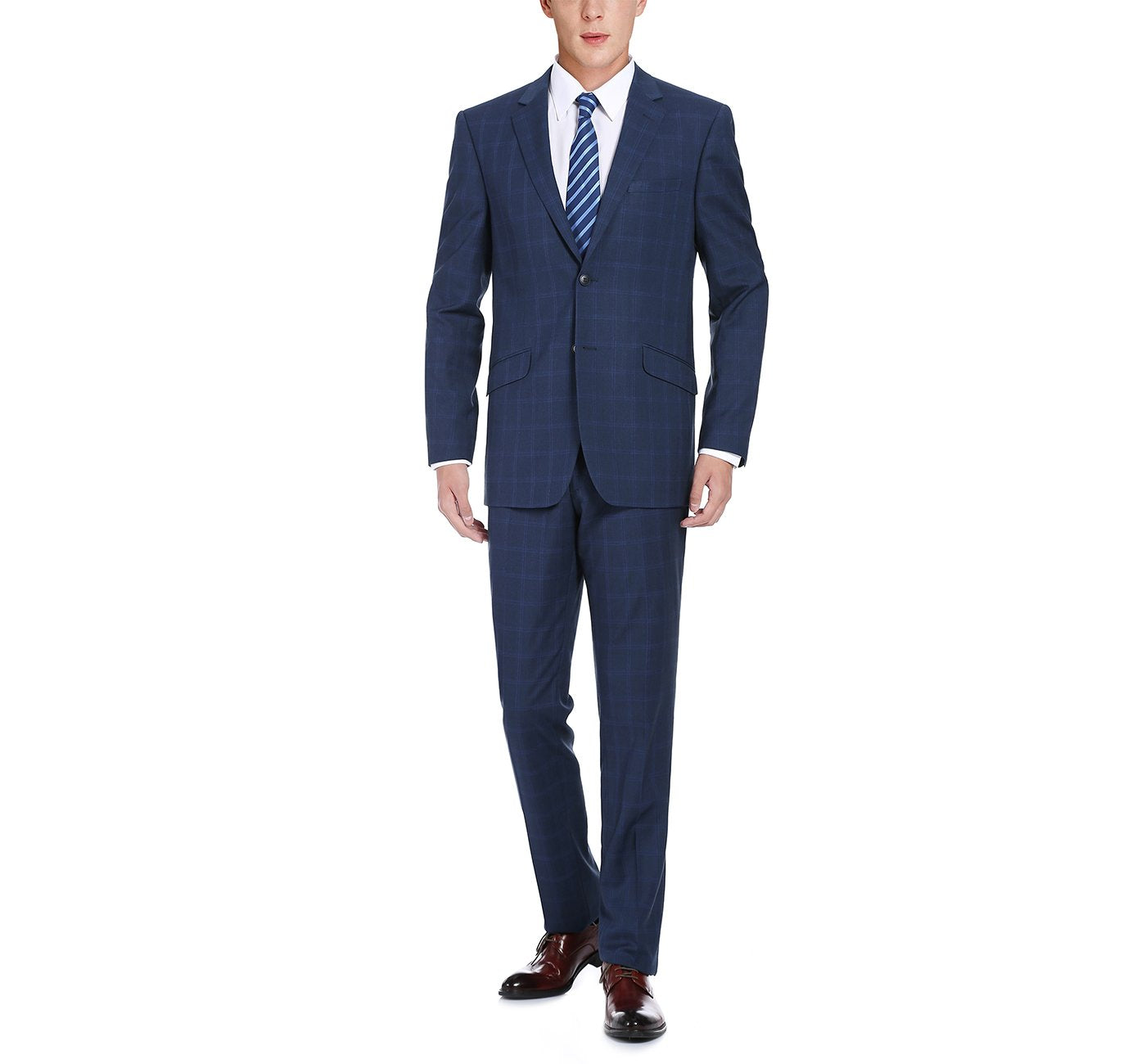 Men's Slim Fit Single Breasted Check Suit