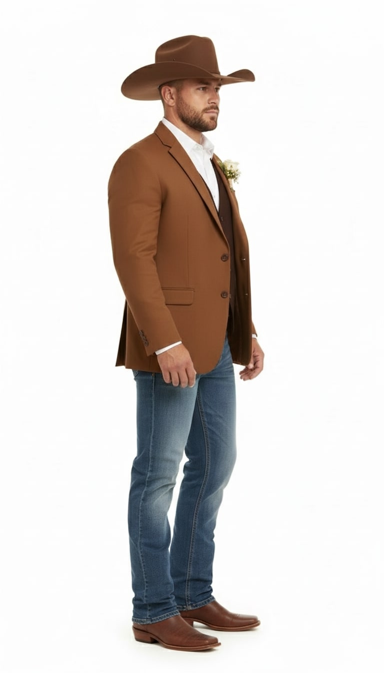 Men's Western Blazer in Rust Copper Brown