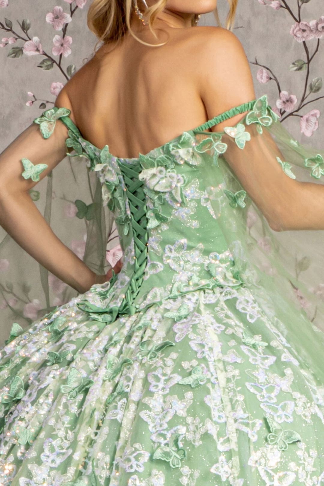 3D Butterfly Off Shoulder Ball Gown by GLS Gloria GL3451