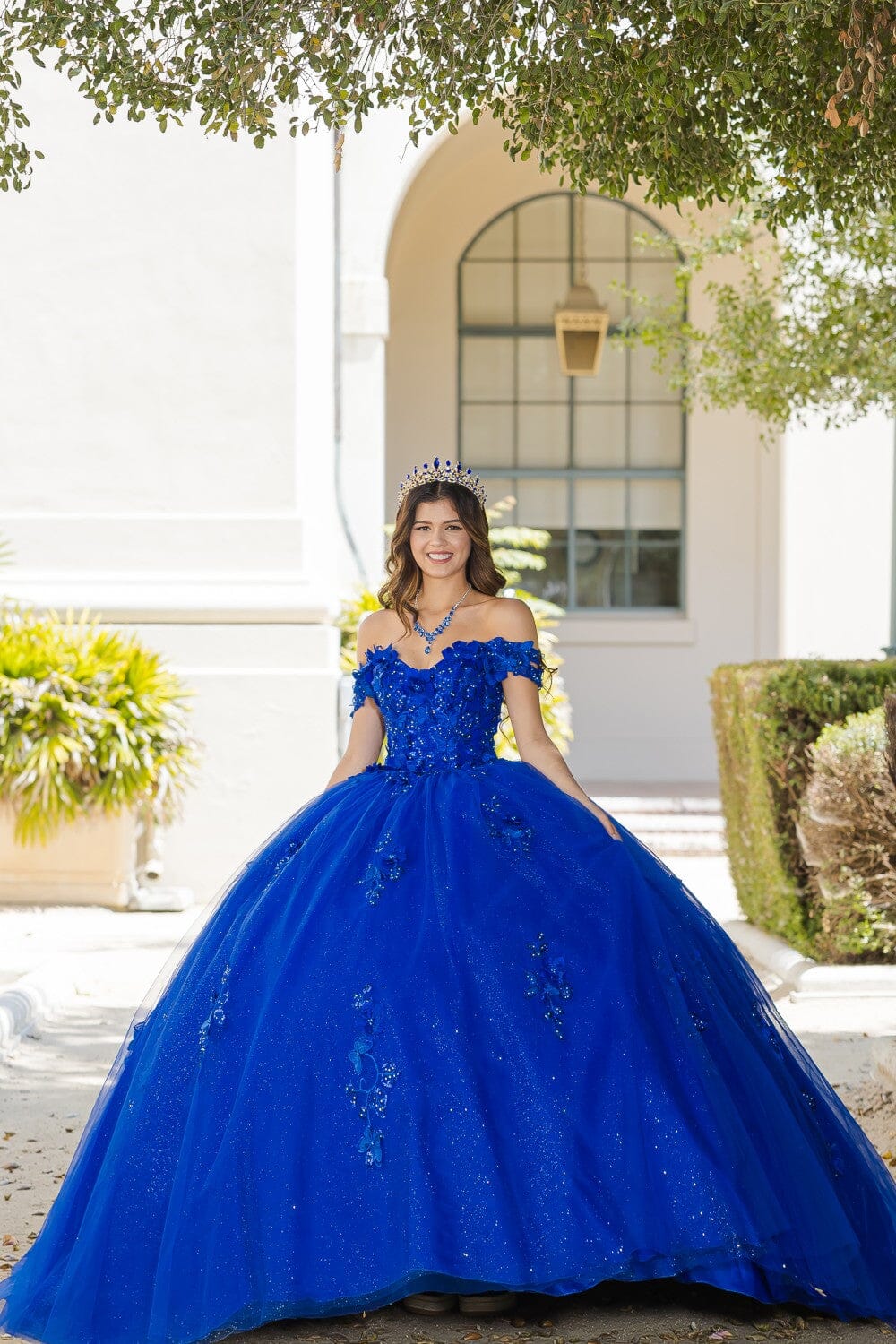 3D Butterfly Off Shoulder Ball Gown by Bella Princess PQ1028